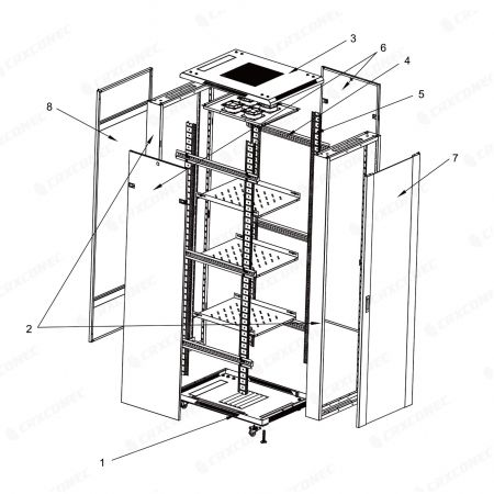 Sicherer, abschließbarer Netzwerkschrank für große Rechenzentren